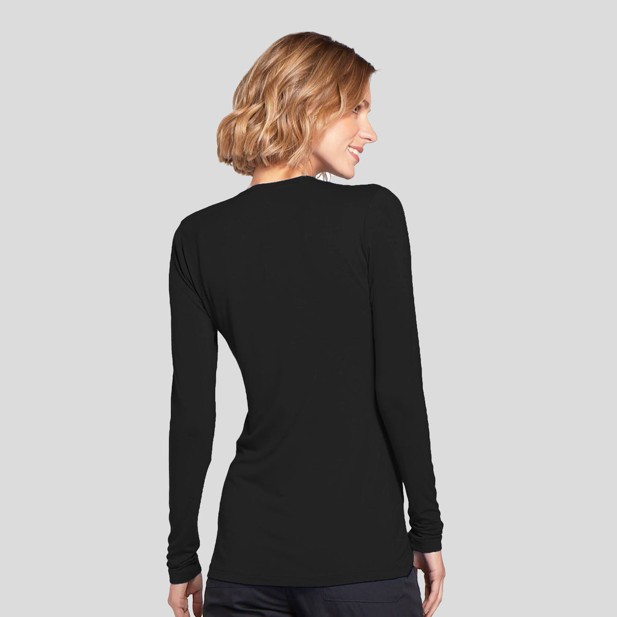 Long Sleeve Knit Underscrub | Black