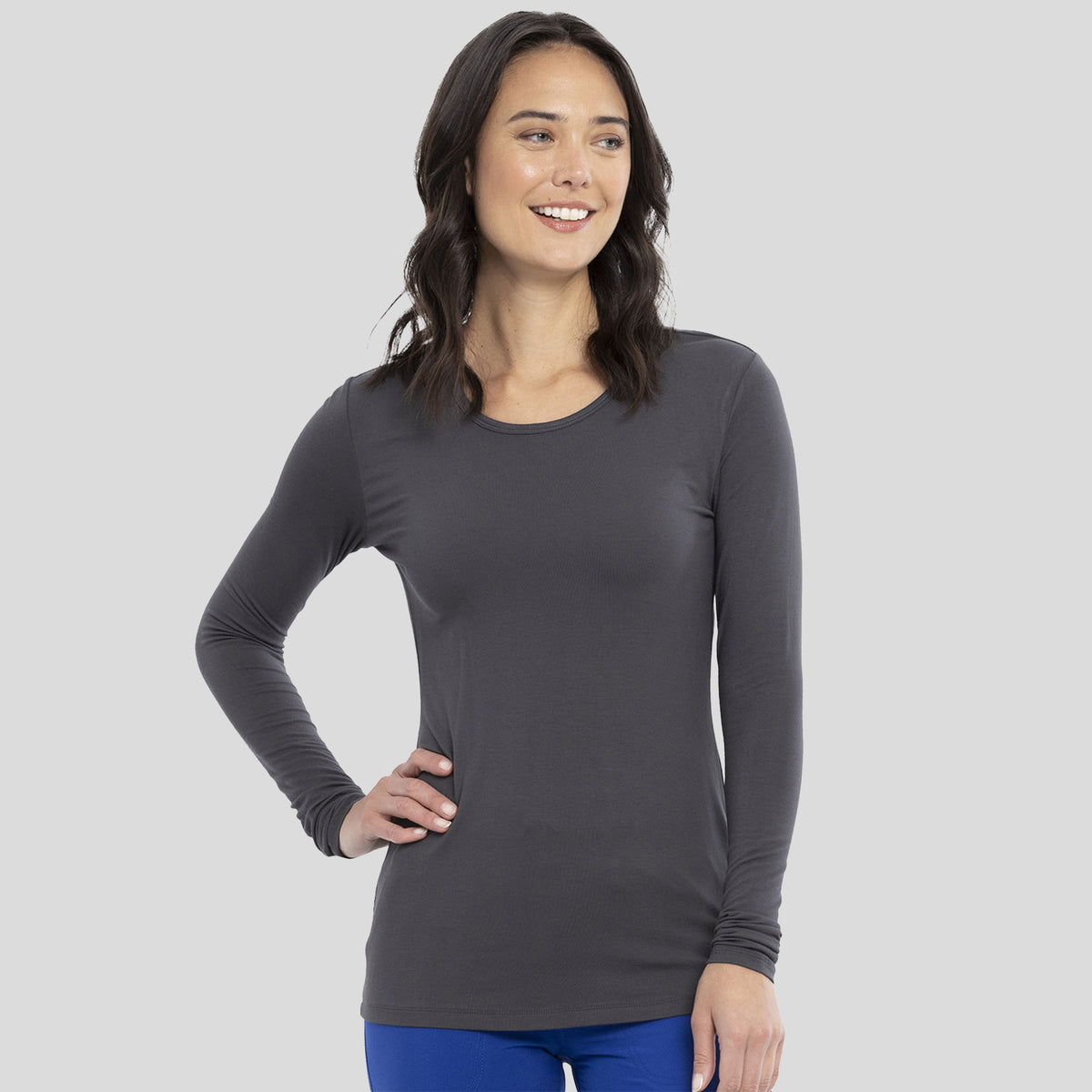Long Sleeve Knit Underscrub | Pewter