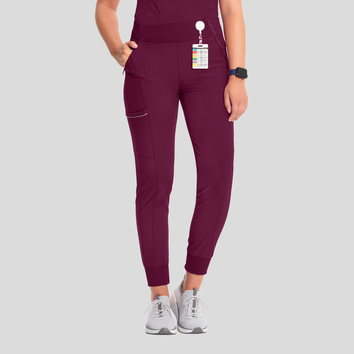 Infinity Elastic Waistband Jogger Scrub Pant | Wine