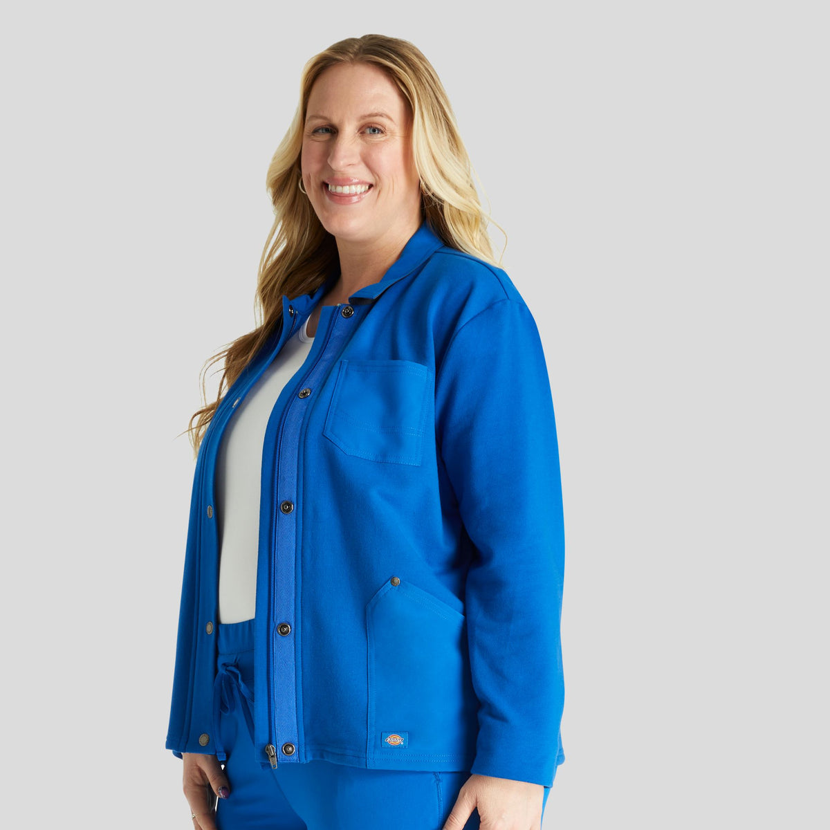 Women's Zip Front Fleece Scrub Jacket | Royal