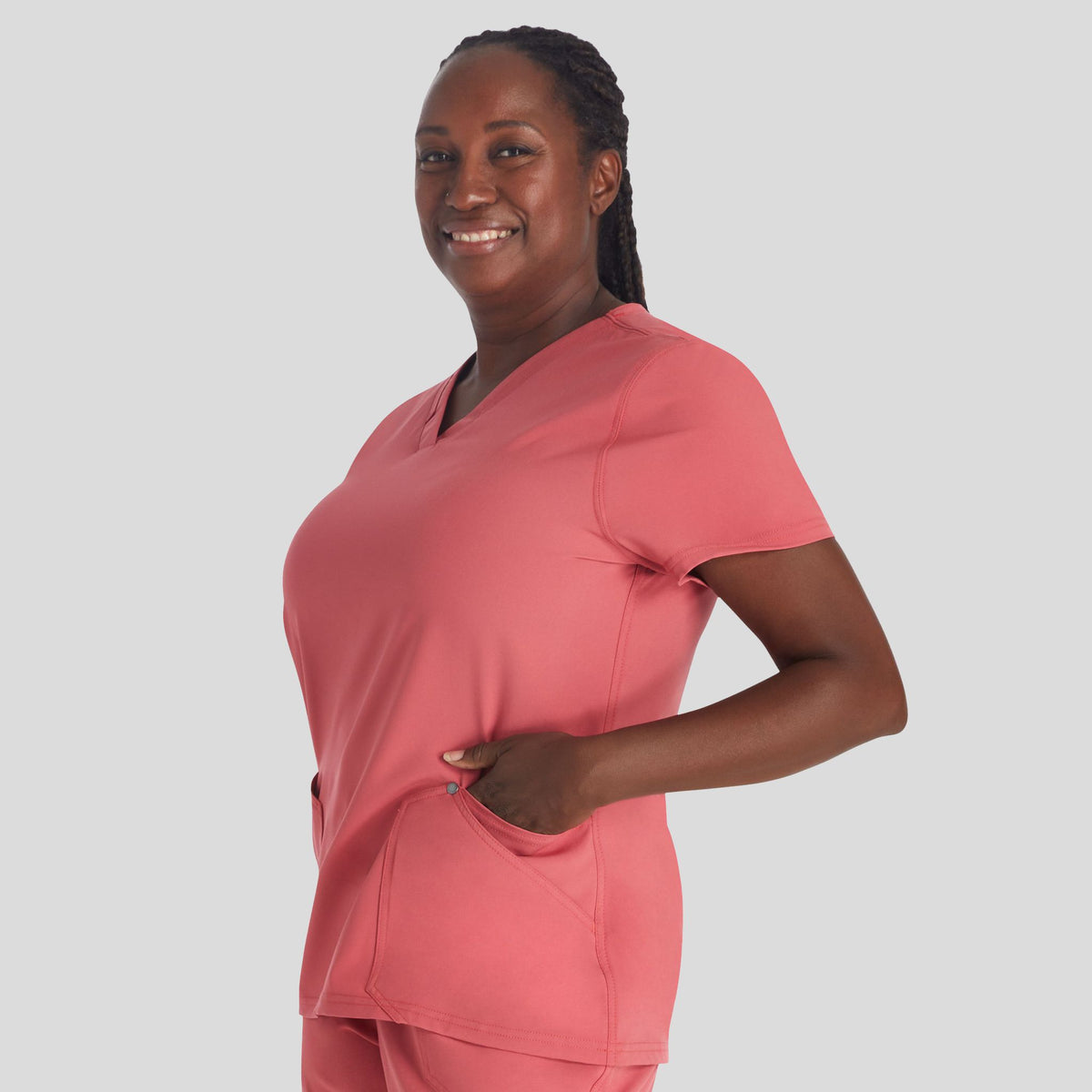 Women's V-Neck Scrub Top | Red Clay