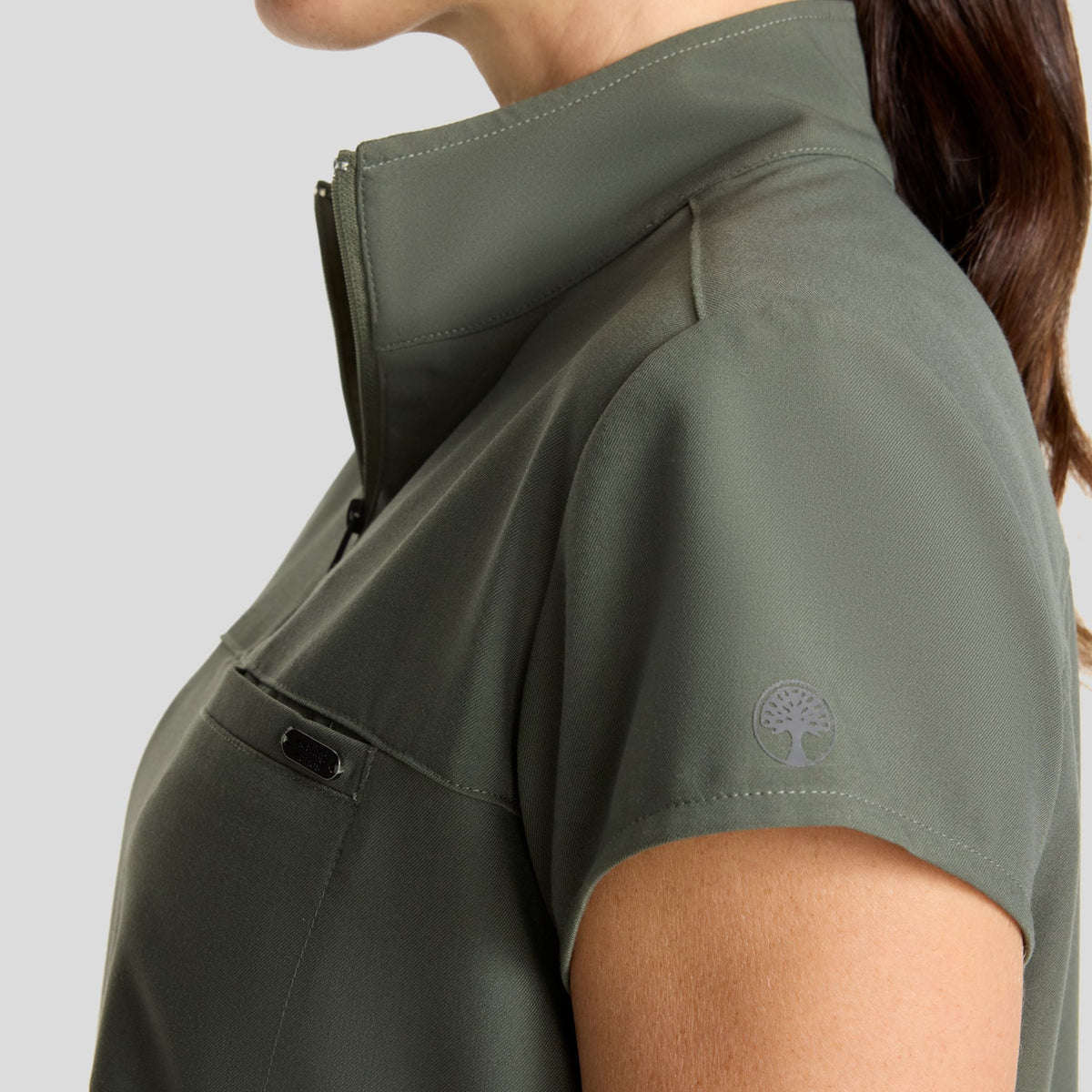 Women's Bella Quarter Zip Scrub Top | Olive