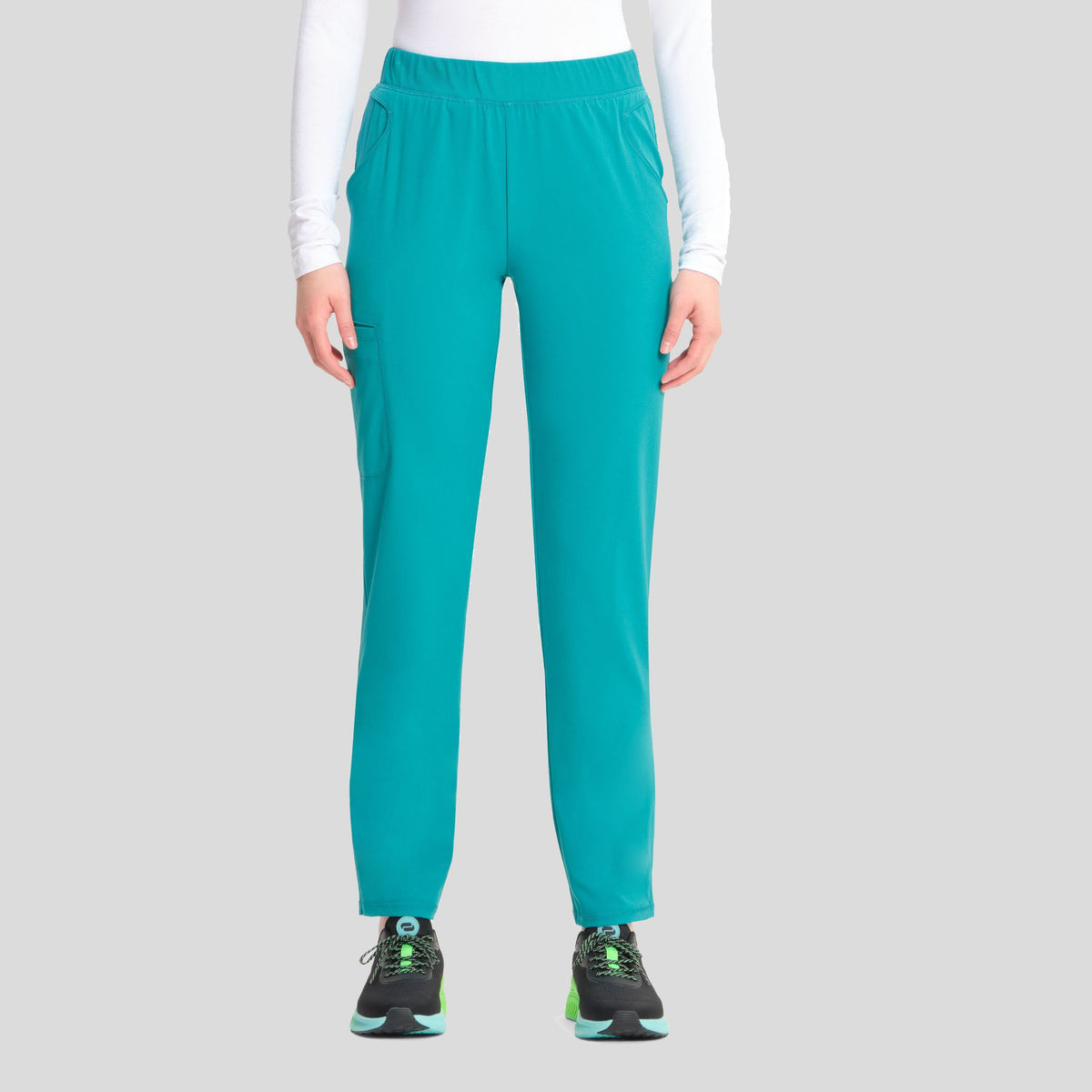 Mid Rise Pull-on Tapered Leg Cargo Pant | Teal