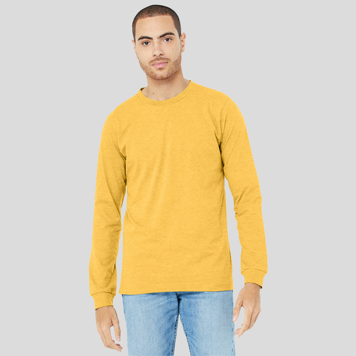 Unisex Heather CVC Long Sleeve Tee | Heather Yellow Gold
