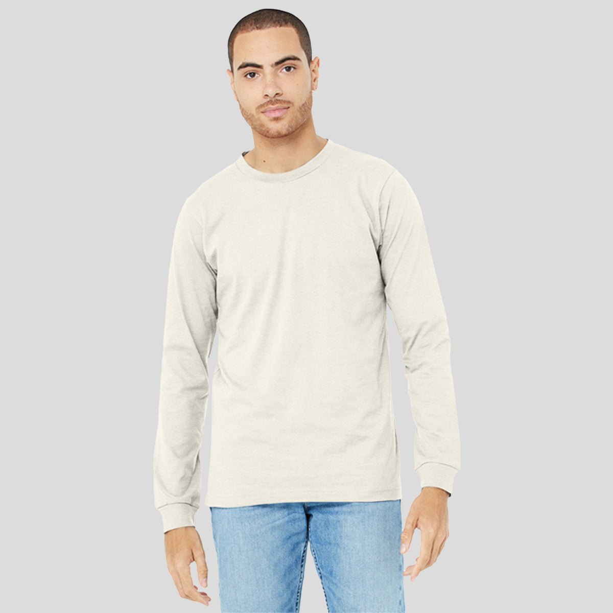 Unisex Heather CVC Long Sleeve Tee | Heather Natural
