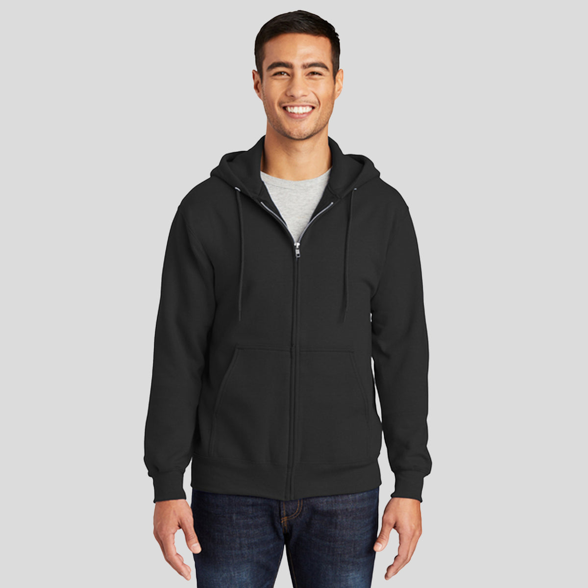 Essential Fleece Full-Zip Hooded Sweatshirt | Jet Black