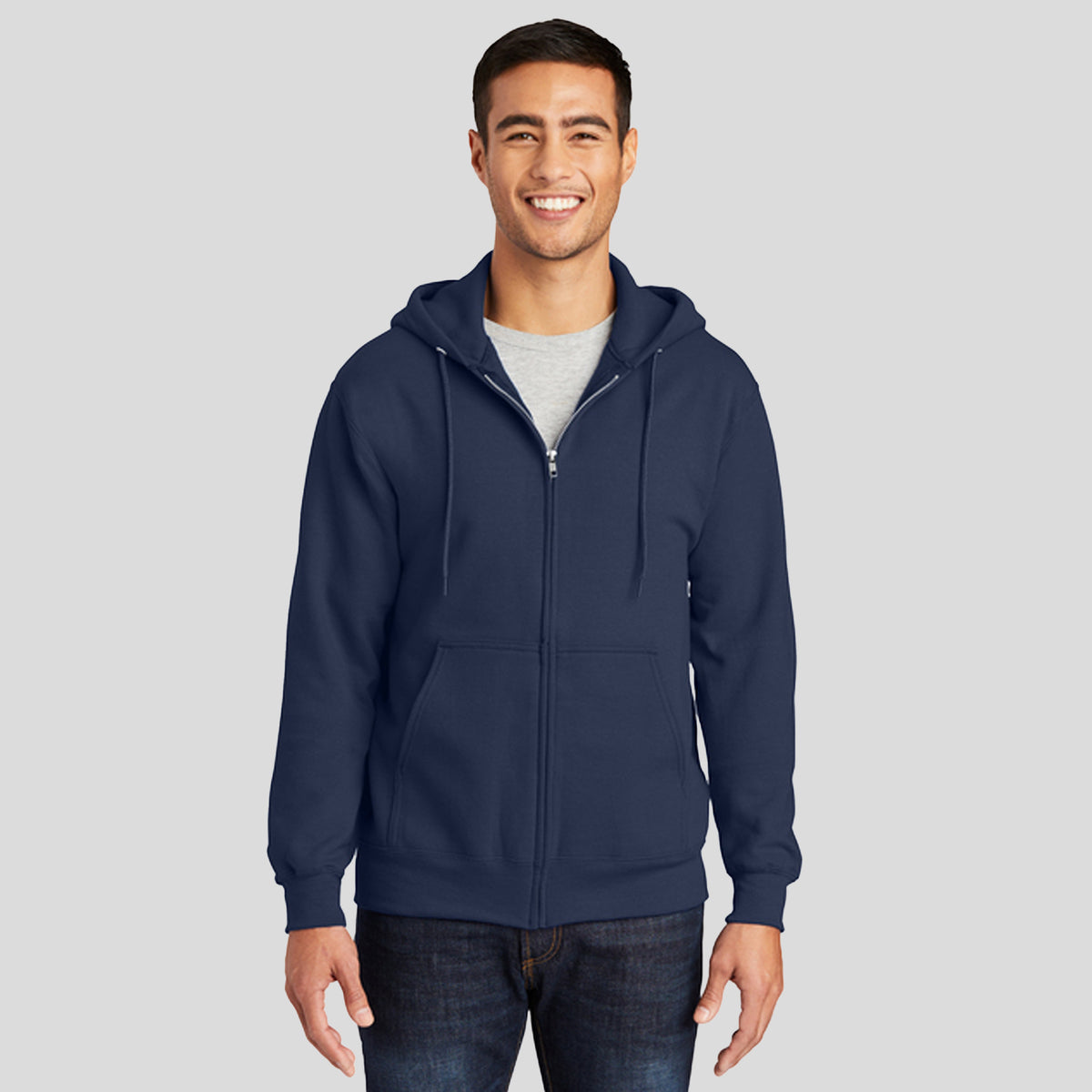 Essential Fleece Full-Zip Hooded Sweatshirt | Navy