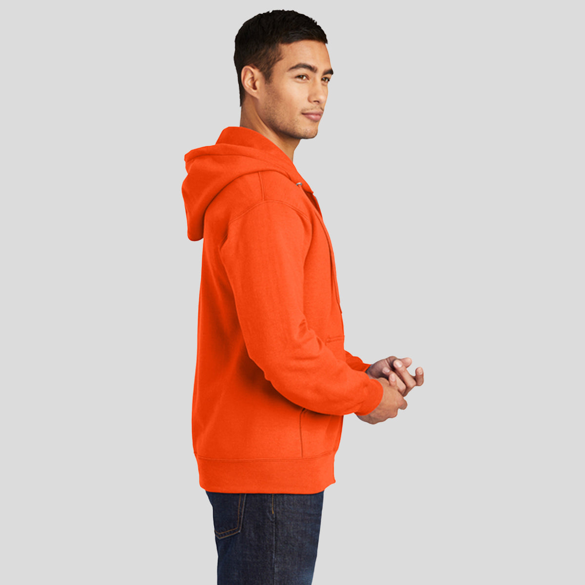 Tall Essential Fleece Full-Zip Hooded Sweatshirt | Safety Orange