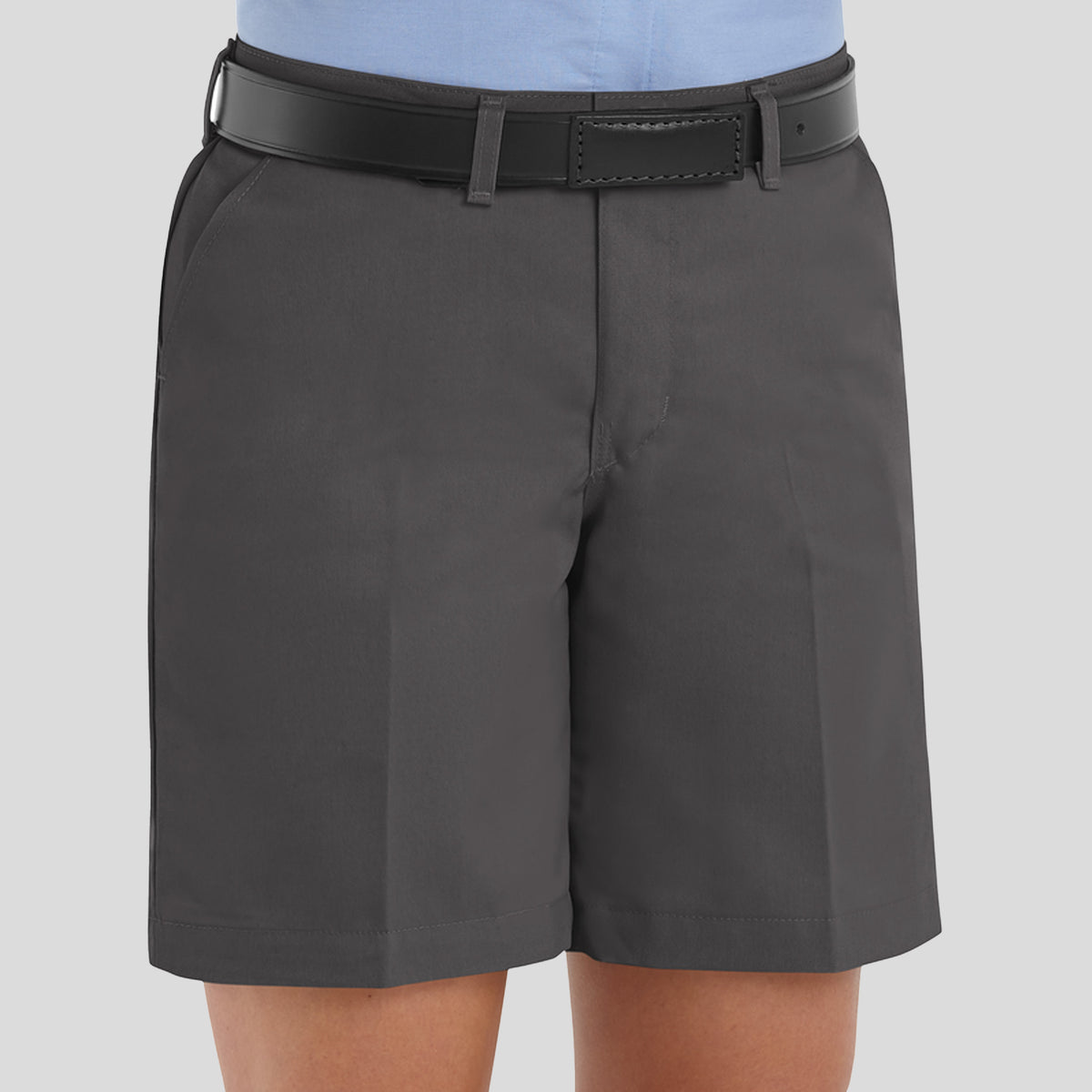Women's Plain Front Shorts-8" Inseam | Charcoal