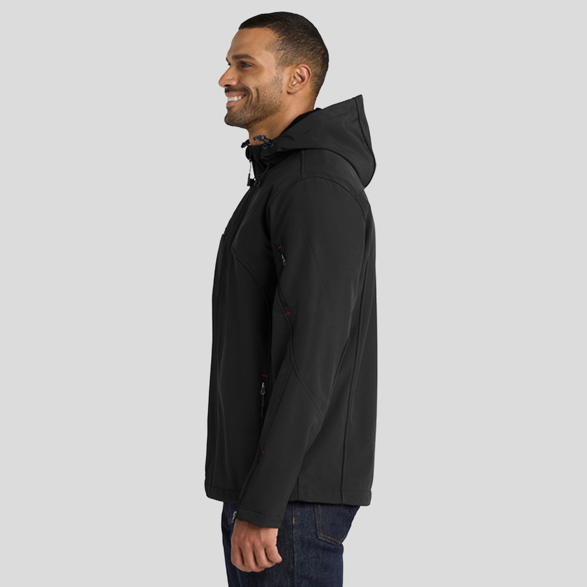 Men's Textured Hooded Soft Shell Jacket | Black