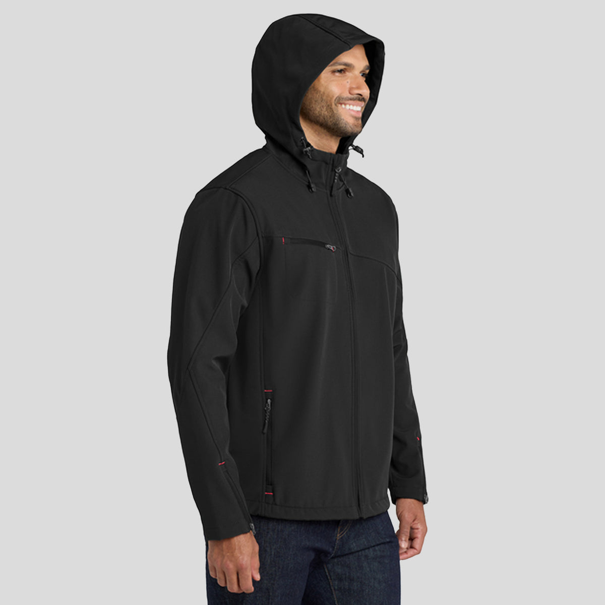 Men's Textured Hooded Soft Shell Jacket | Black