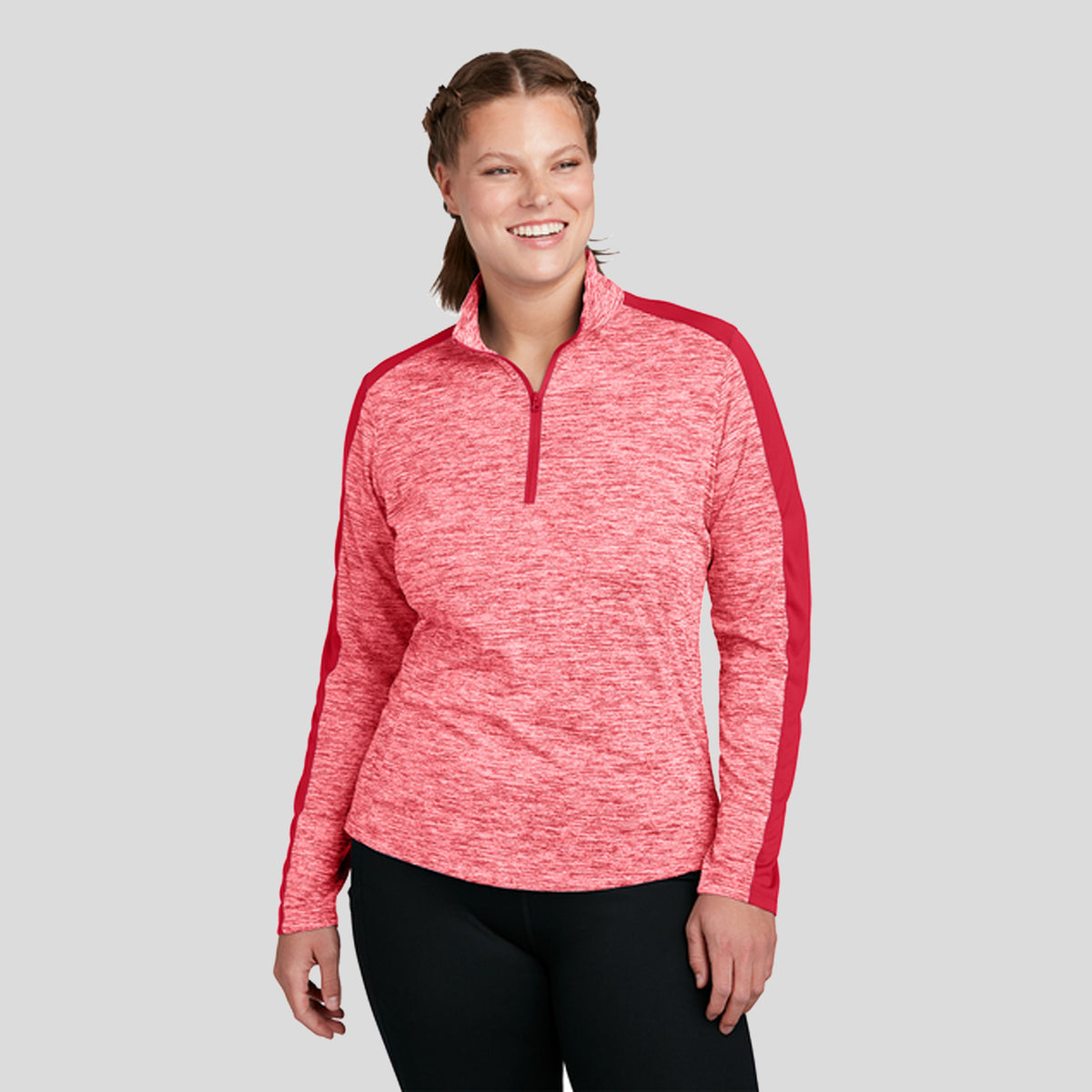 Women's PosiChargeยฎ Electric Heather Colorblock 1/4-Zip Pullover | Deep Red Electric/Deep Red