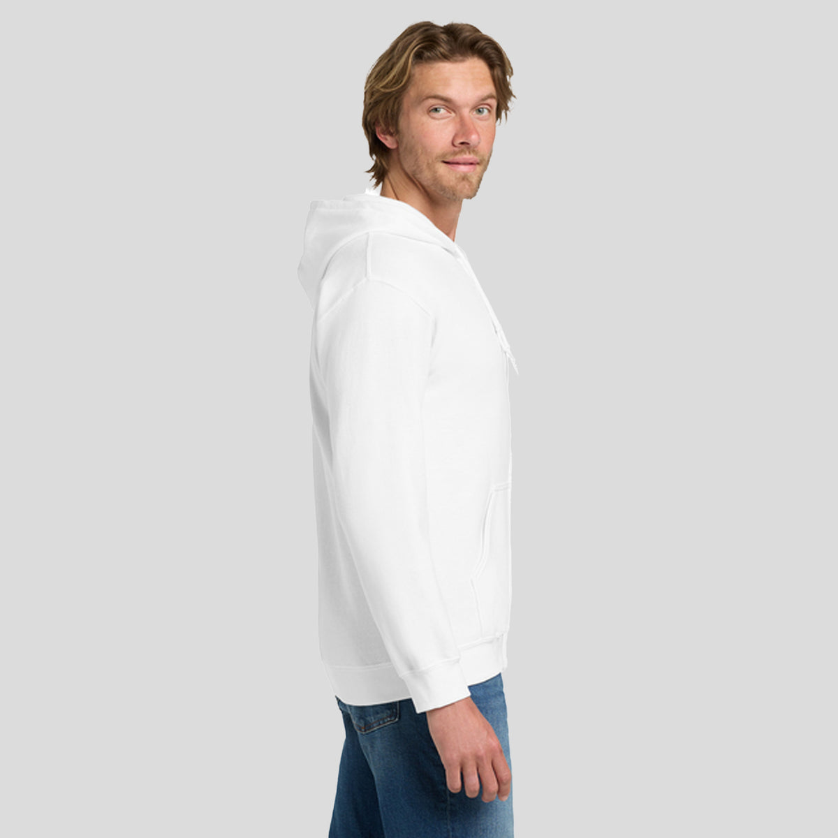 Heavy Blendβ’ Full-Zip Hooded Sweatshirt | White