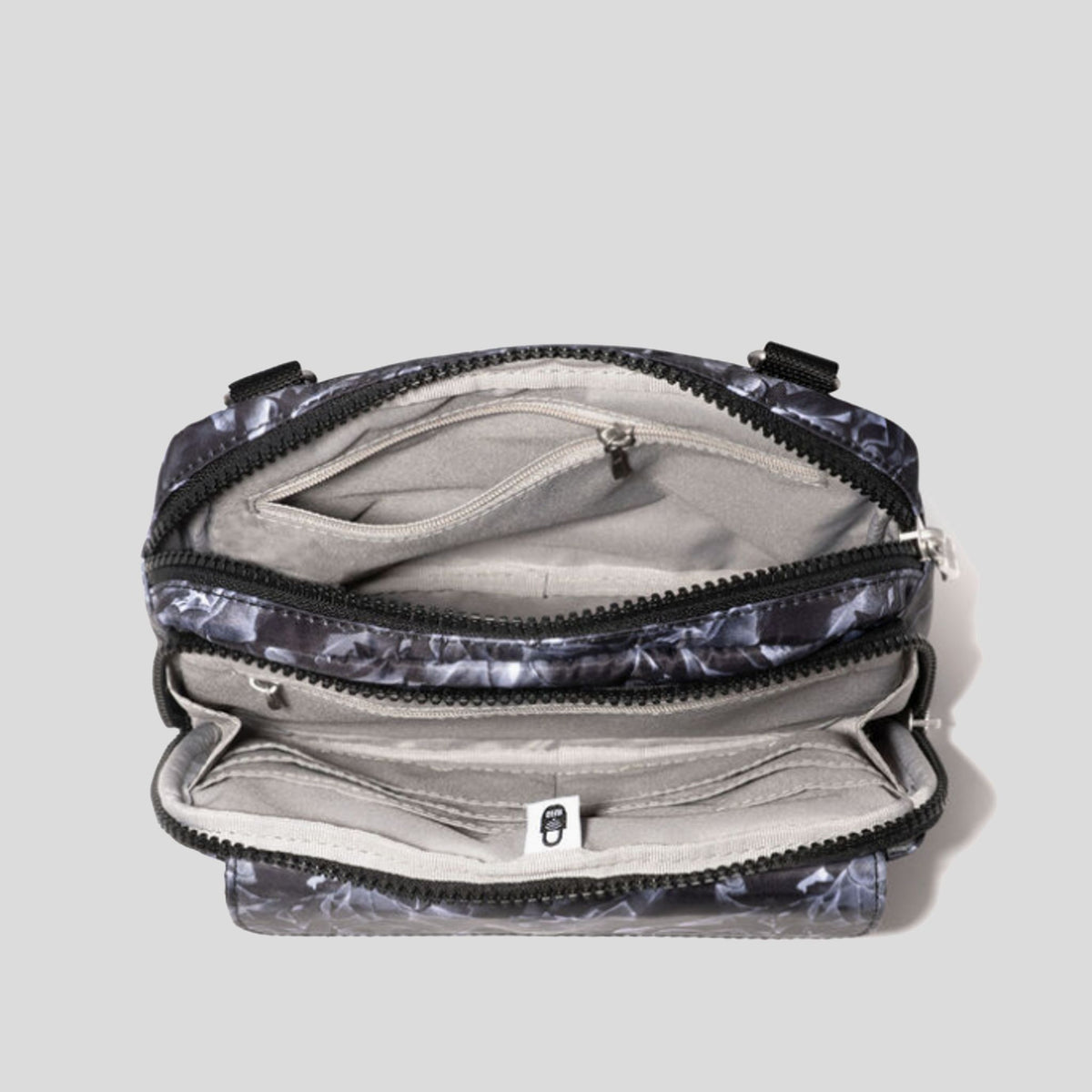 Modern Double Zip Crossbody | Black Divine Rose