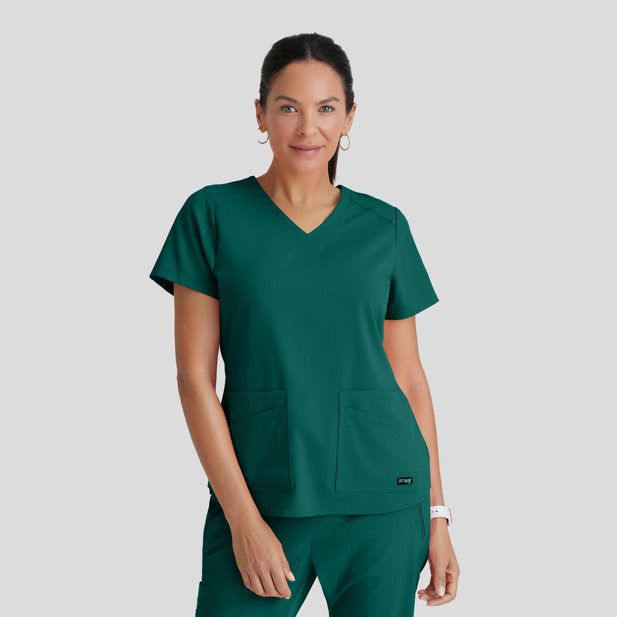 Emma 4-Pocket V-Neck Scrub Top | Hunter
