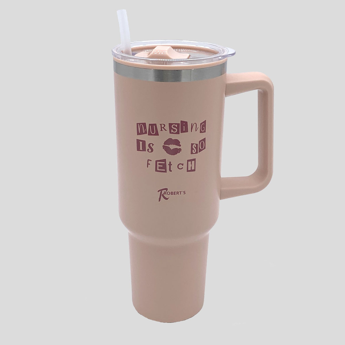 Clock Out Travel Mug | Fetching Pink