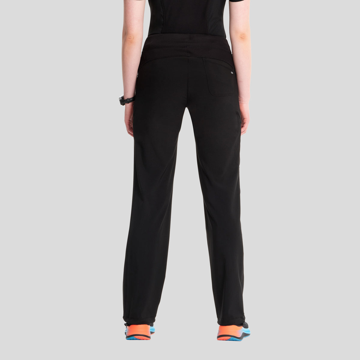 Rib Knit Drawstring Waist Scrub Pant | Black