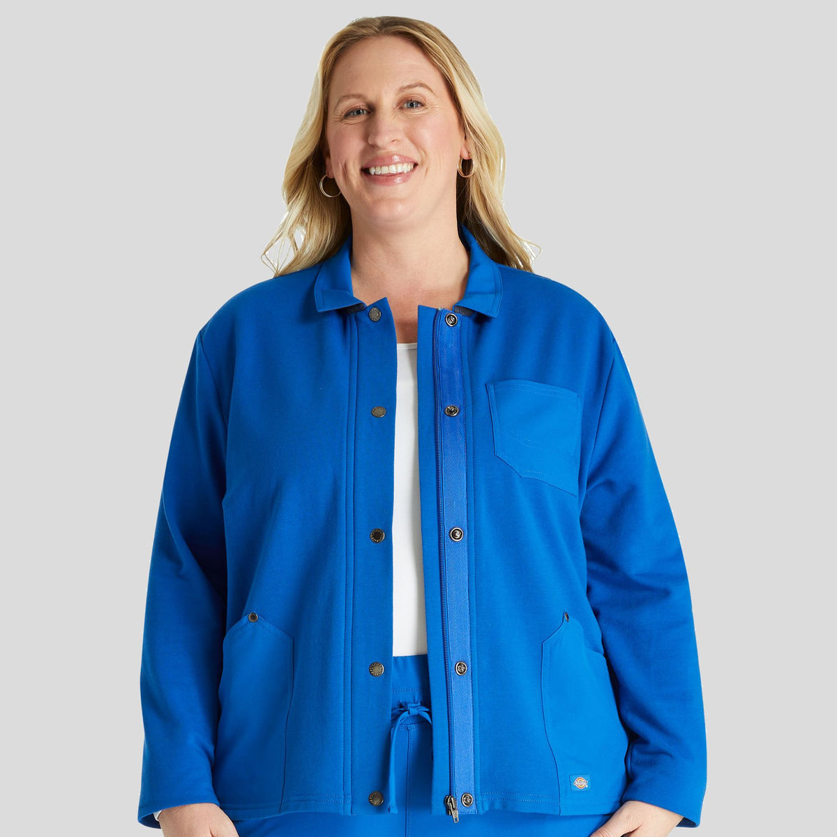 Women's Zip Front Fleece Scrub Jacket | Royal