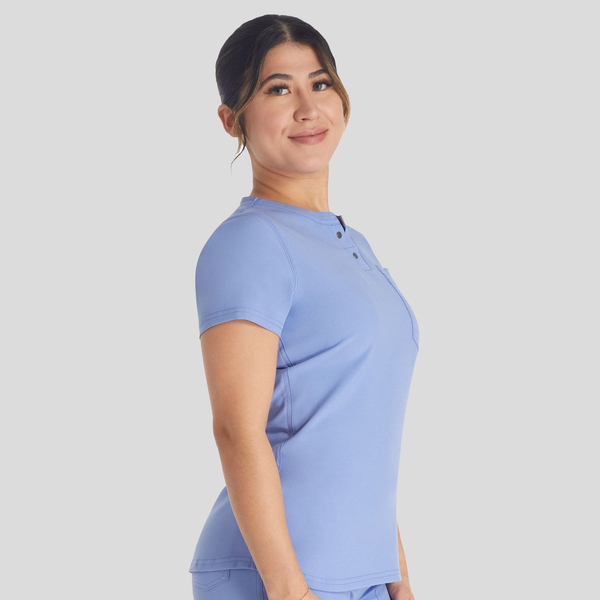 Women's Round Neck Henley Scrub Top | Ciel