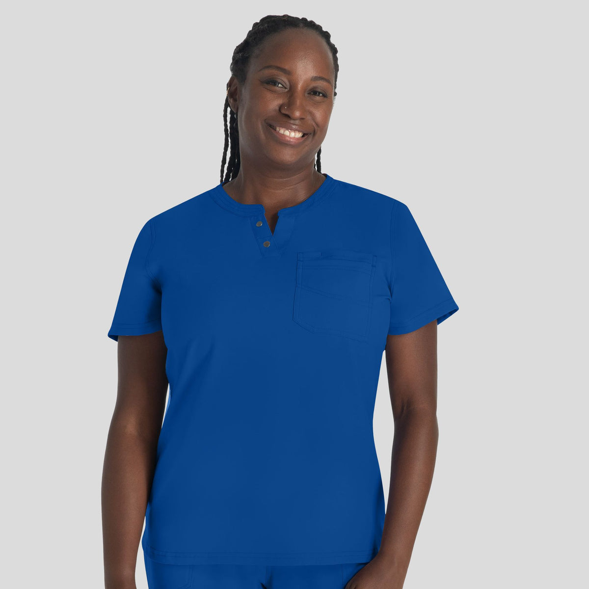 Women's Round Neck Henley Scrub Top | Galaxy