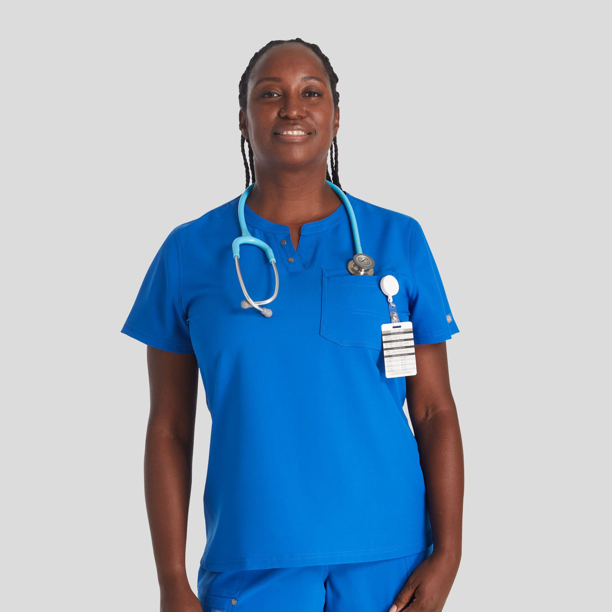 Women's Round Neck Henley Scrub Top | Royal