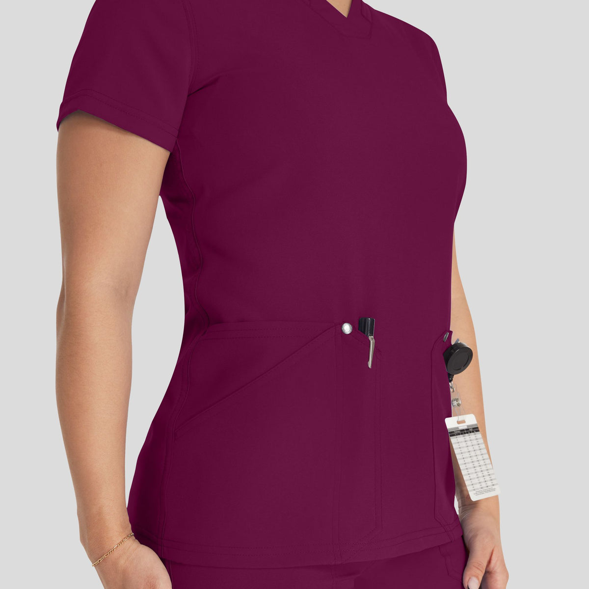 Women's V-Neck Scrub Top | Wine