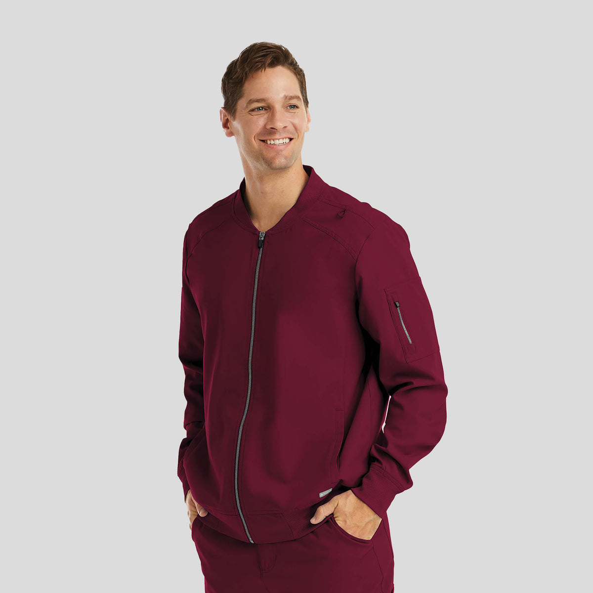 Men’s Full Zip Bomber Jacket | Wine