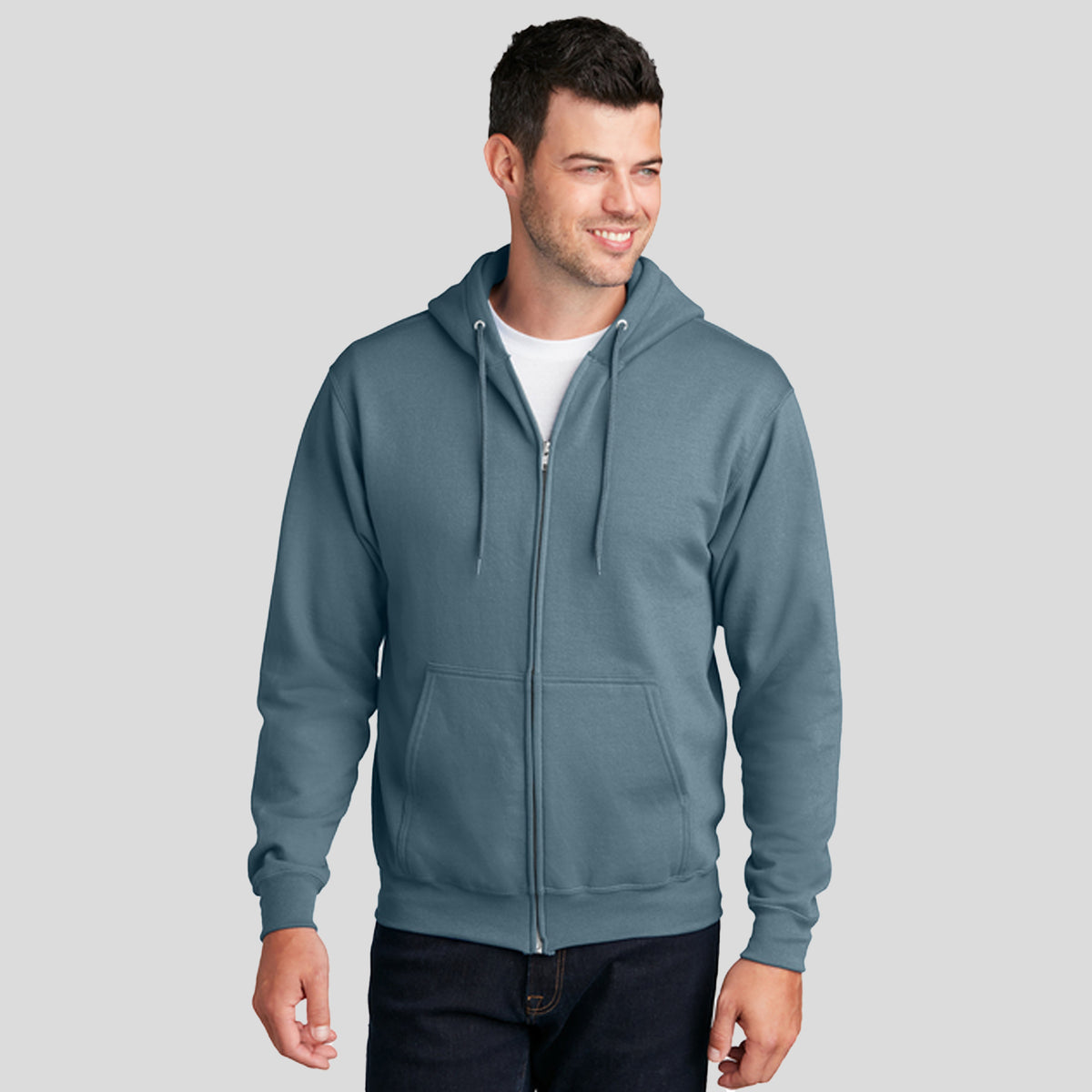 Core Fleece Full-Zip Hooded Sweatshirt | Steel Blue