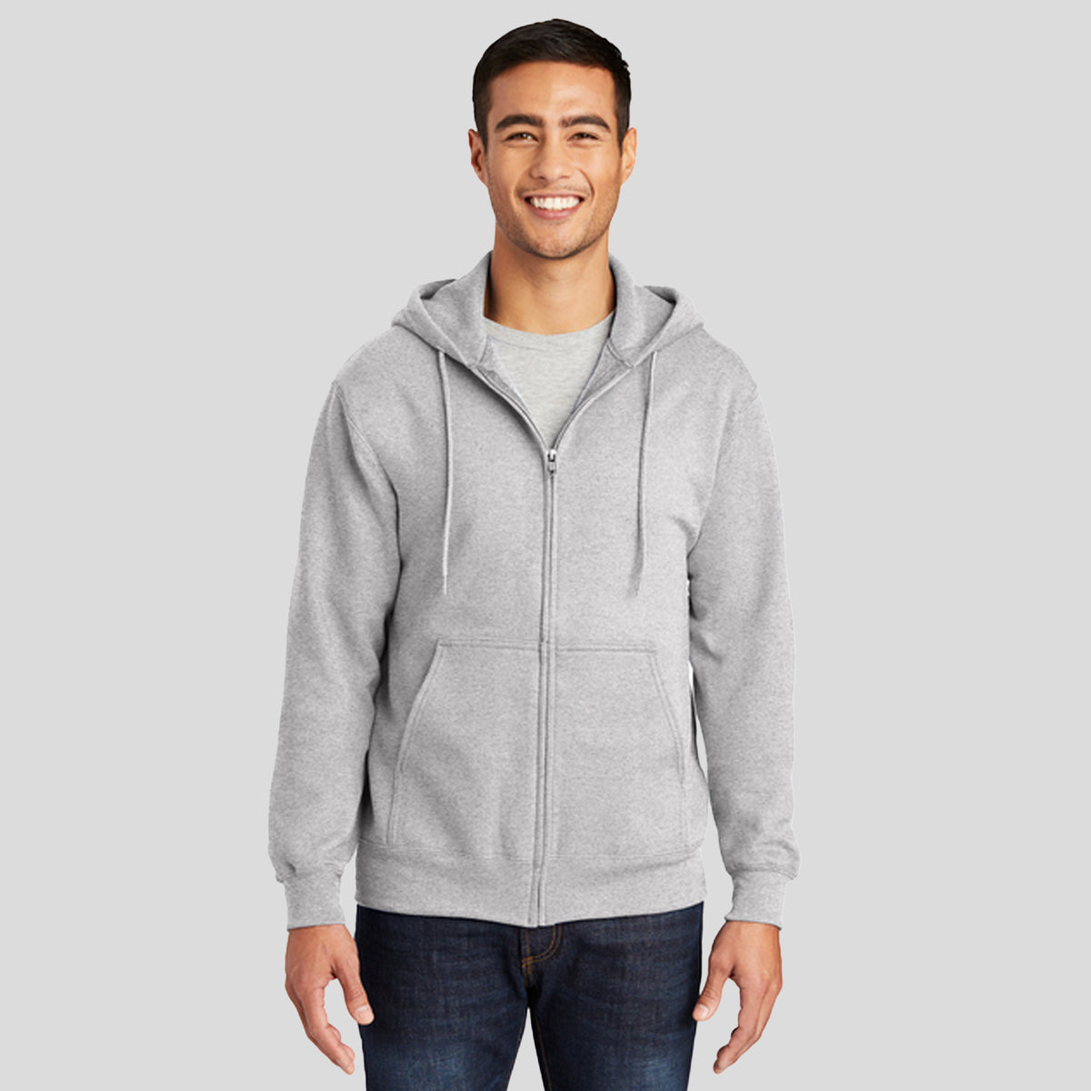 Tall Essential Fleece Full-Zip Hooded Sweatshirt | Ash