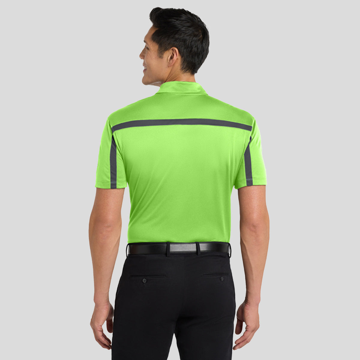 Silk Touch™ Performance Colorblock Stripe Polo | Lime/Steel Grey