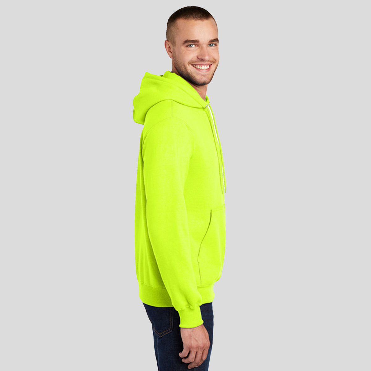Tall Essential Fleece Pullover Hooded Sweatshirt | Safety Green