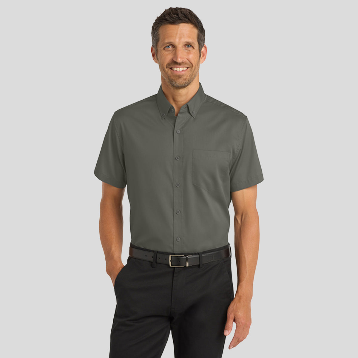 Men's Short Sleeve SuperPro™ Twill Shirt | Sterling Grey